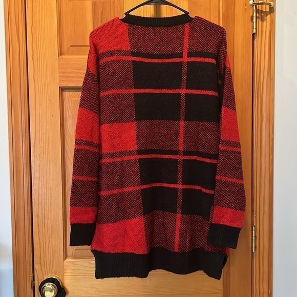 Sunday In Brooklyn Red & Black Plaid Crew Neck Pullover Sweater NWT - Picture 2 of 4